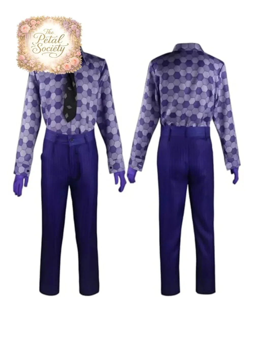 Men's Deluxe Purple Cosplay Costume 6-Piece Set with Coat Shirt Vest Tie Pants
